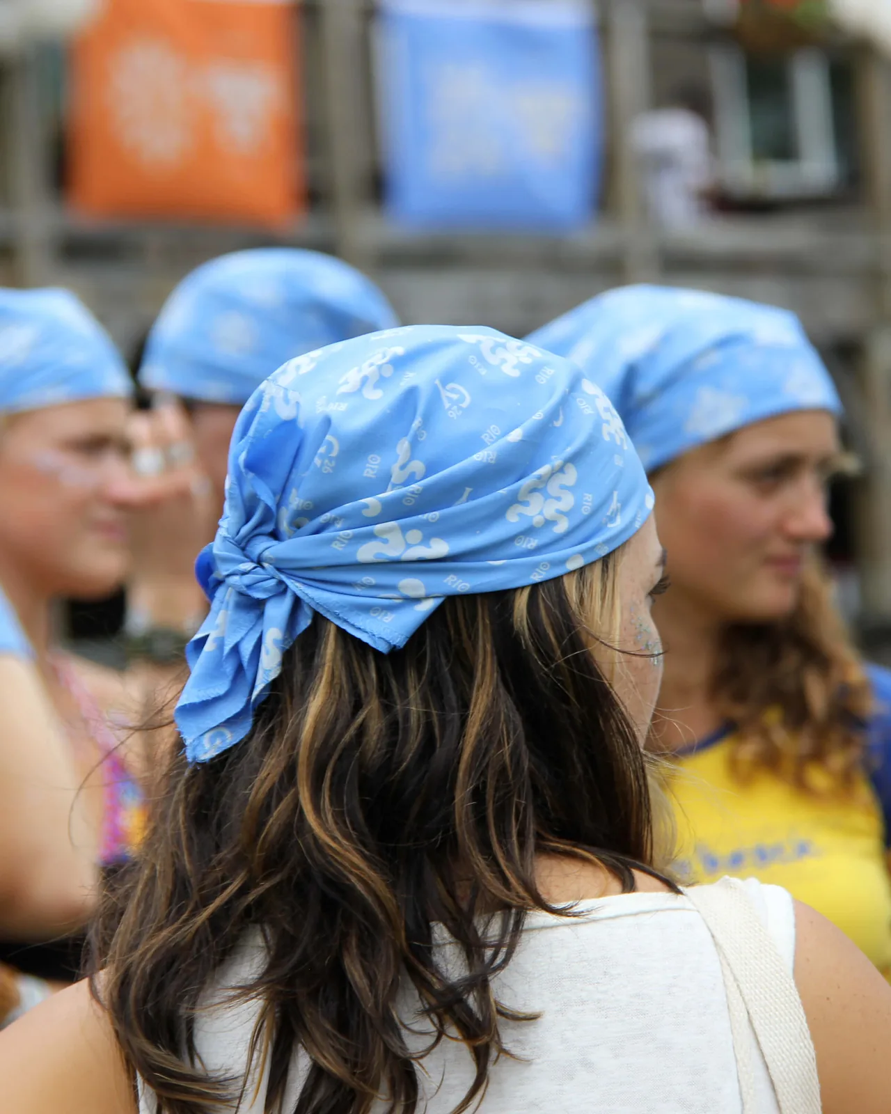 Campers in blue House Rio bandanas