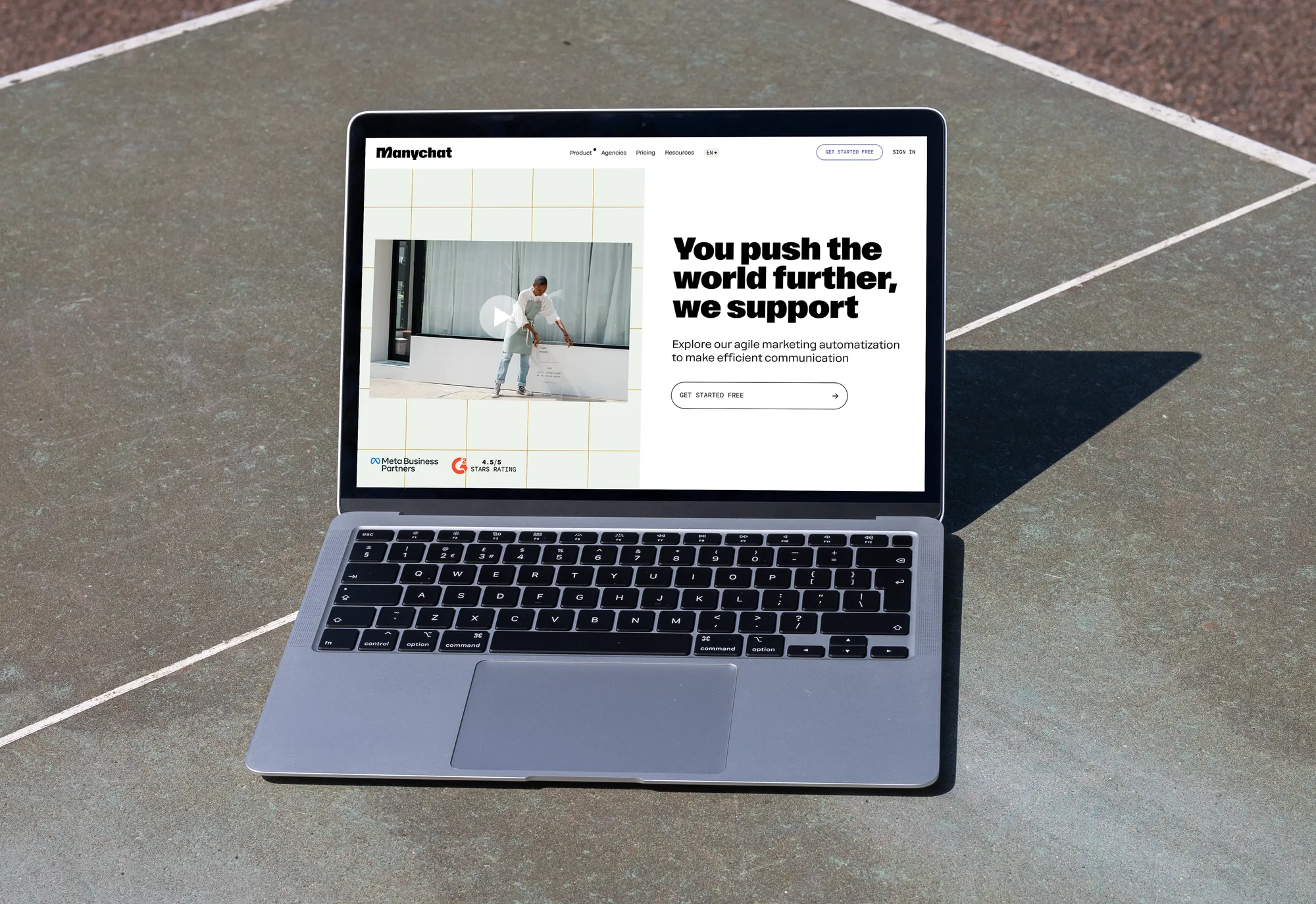 Manychat website on a laptop