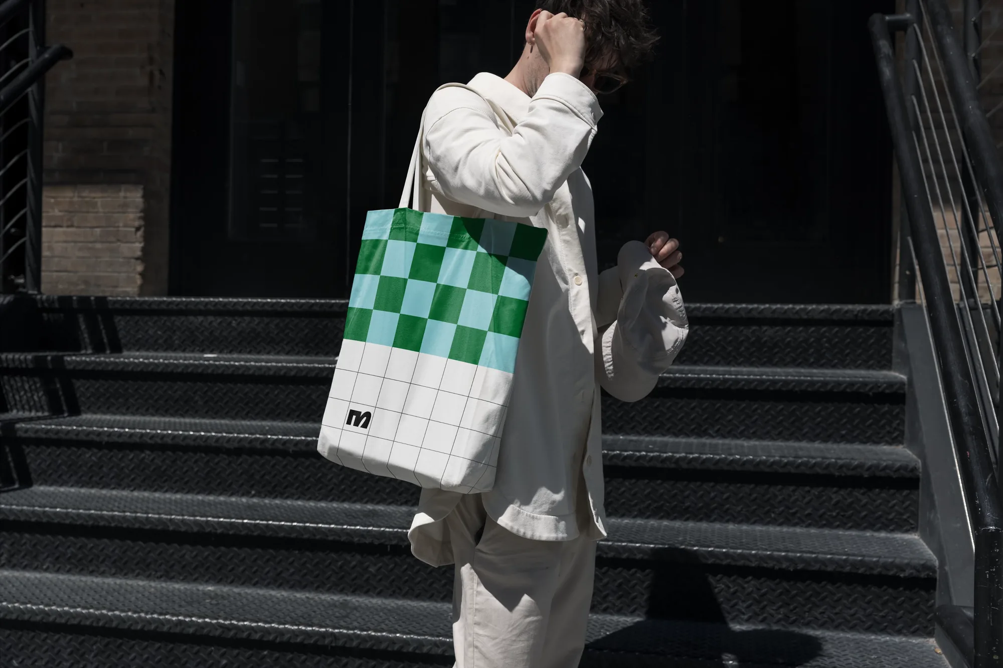 Checkerboard tote bag