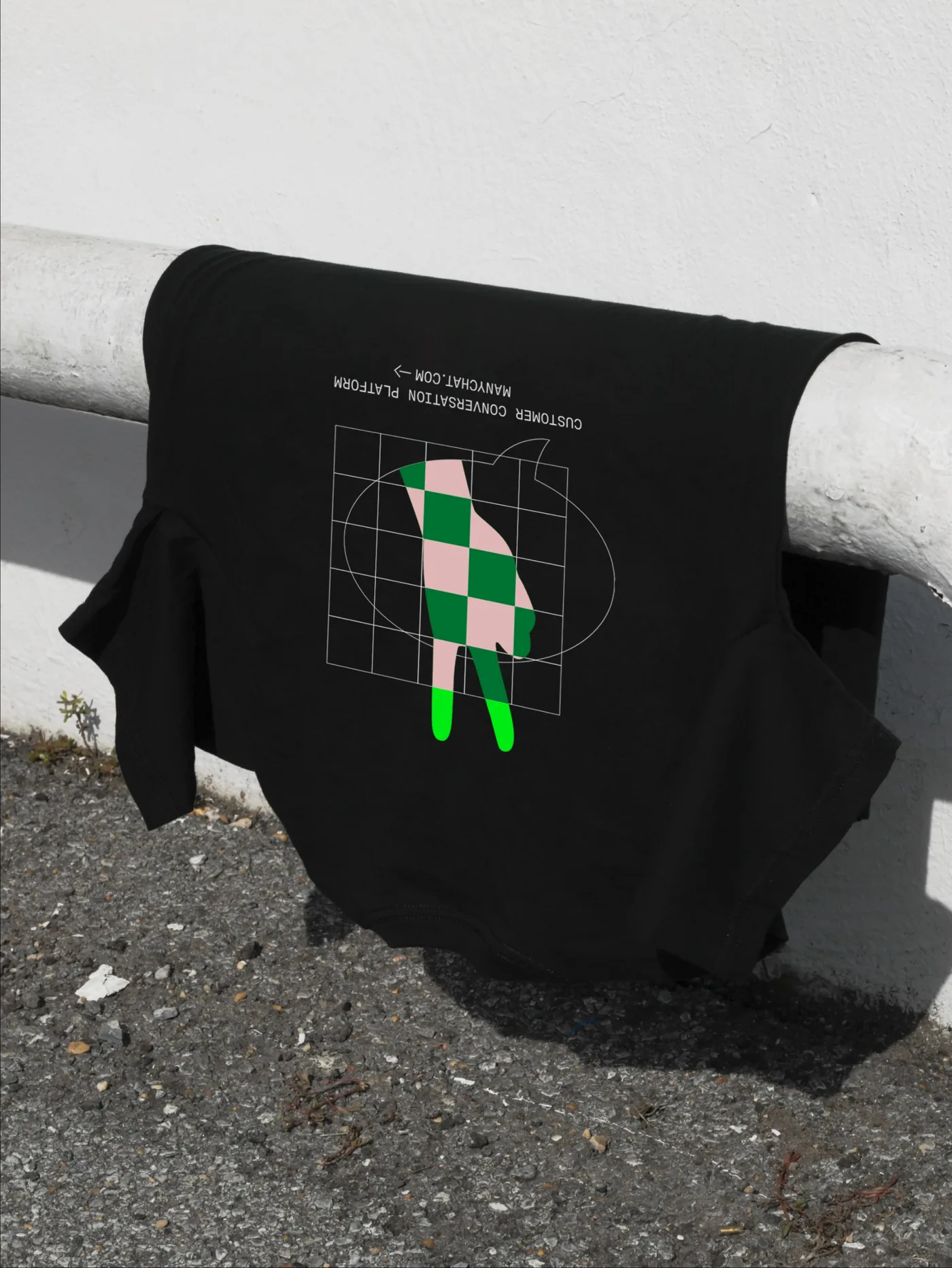 Black T-shirt with a pixel hand graphic