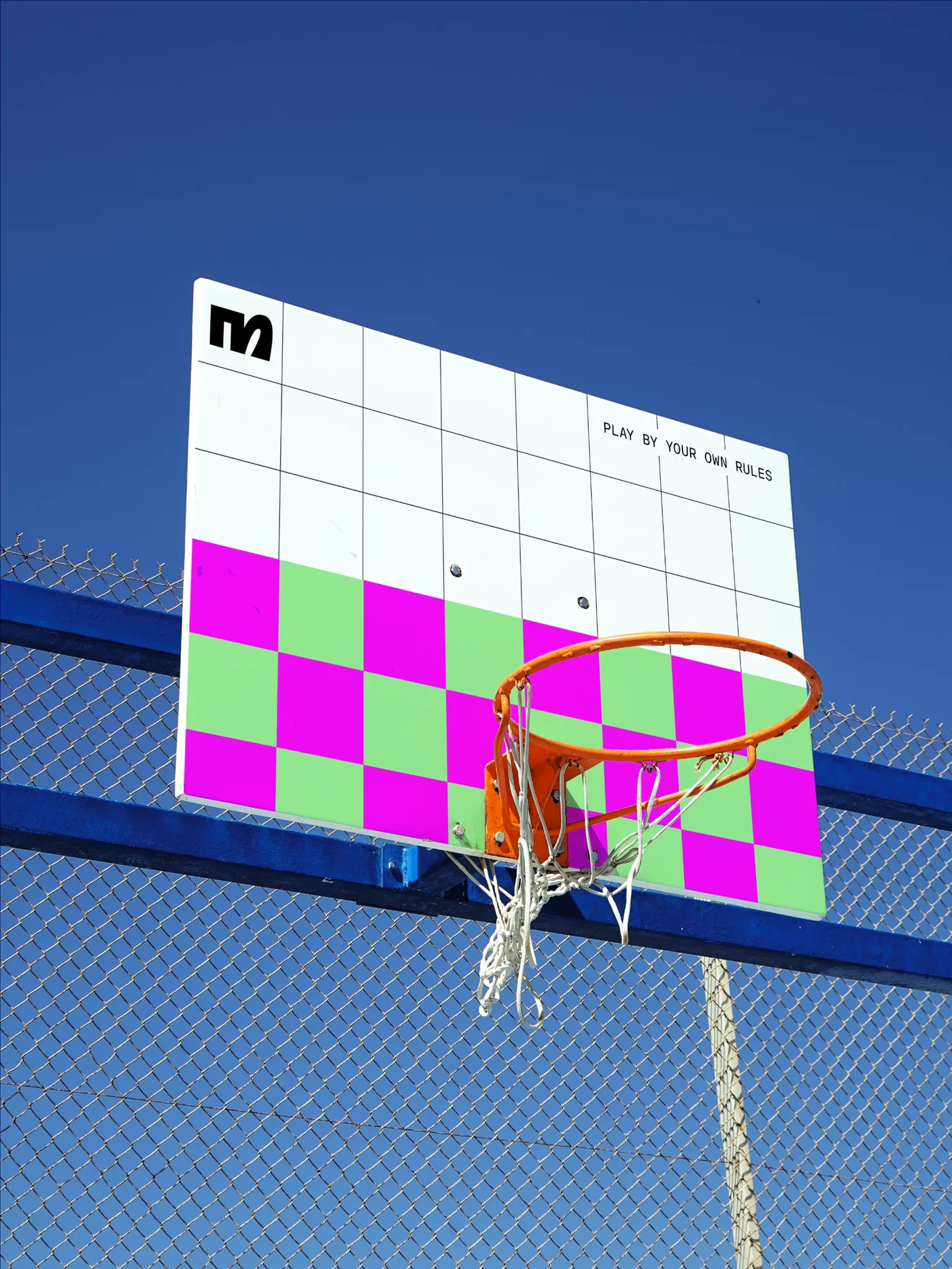 Basketball backboard in the checkerboard pattern