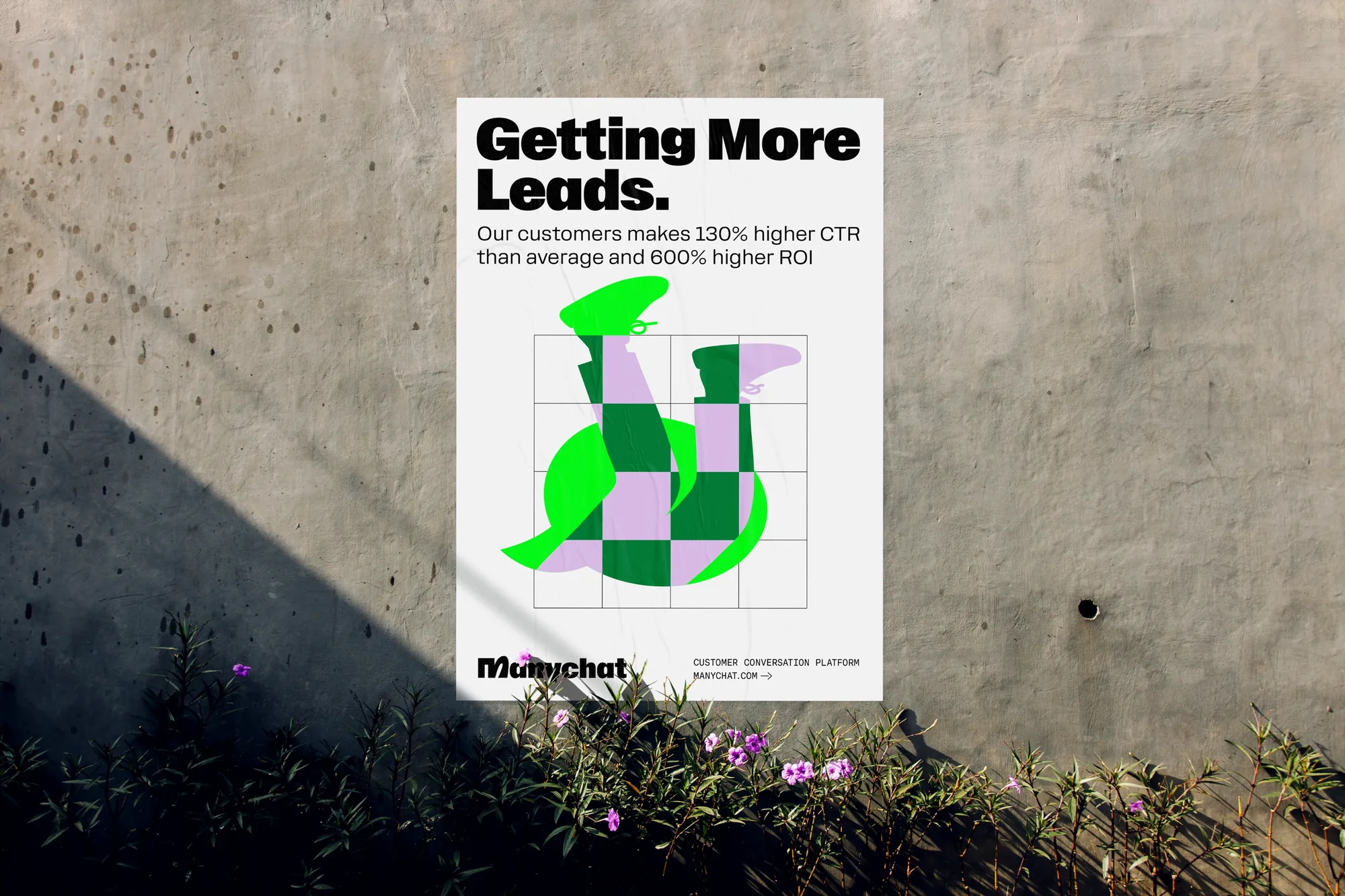 Poster on a concrete wall: Getting more leads
