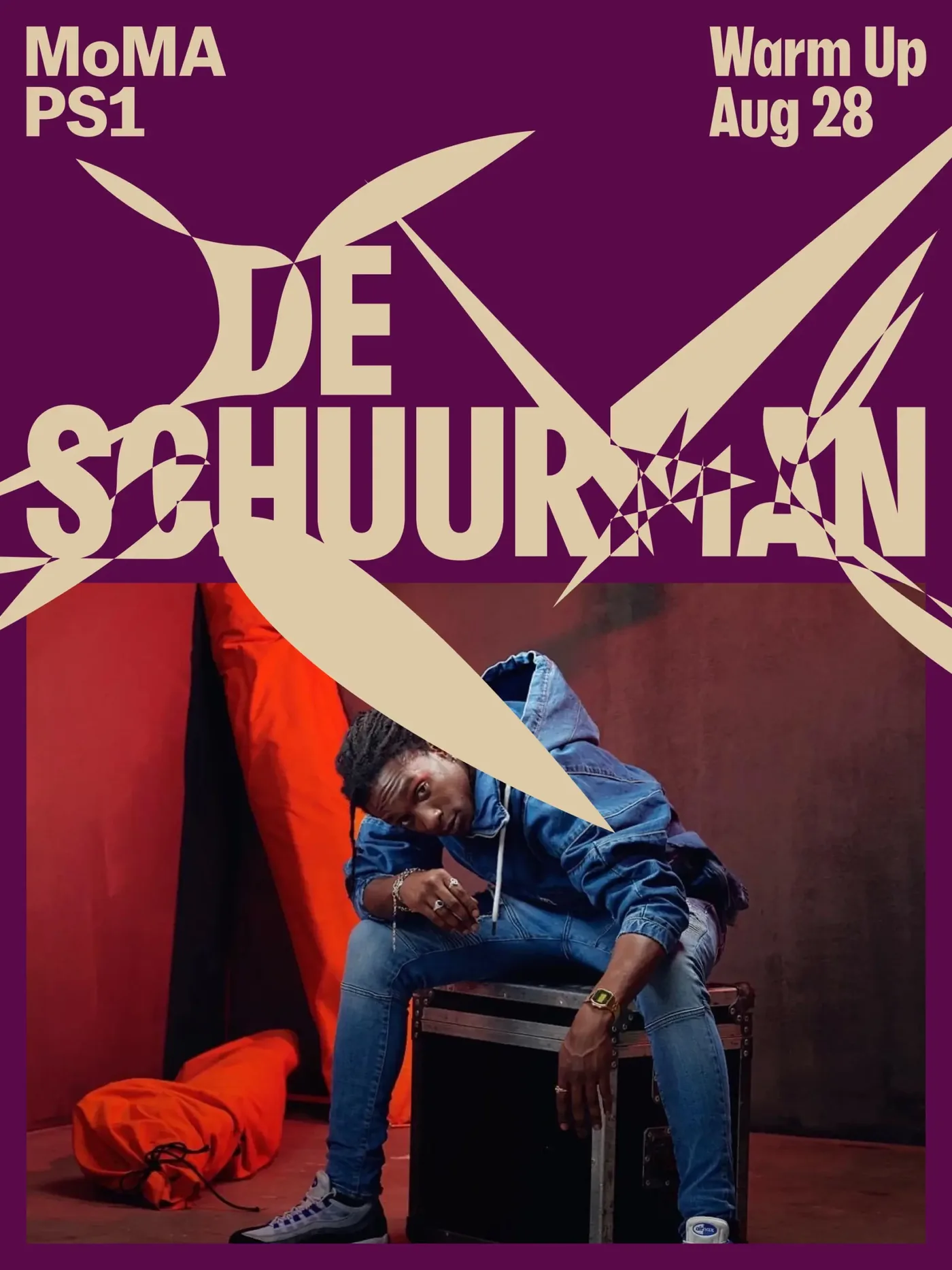 De Schuurman artist poster, sand on plum