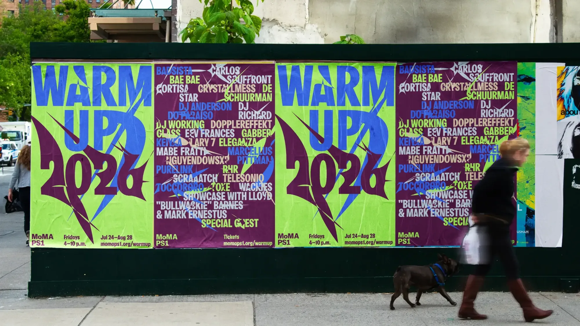 Warm Up 2026 posters wild-posted on a New York street