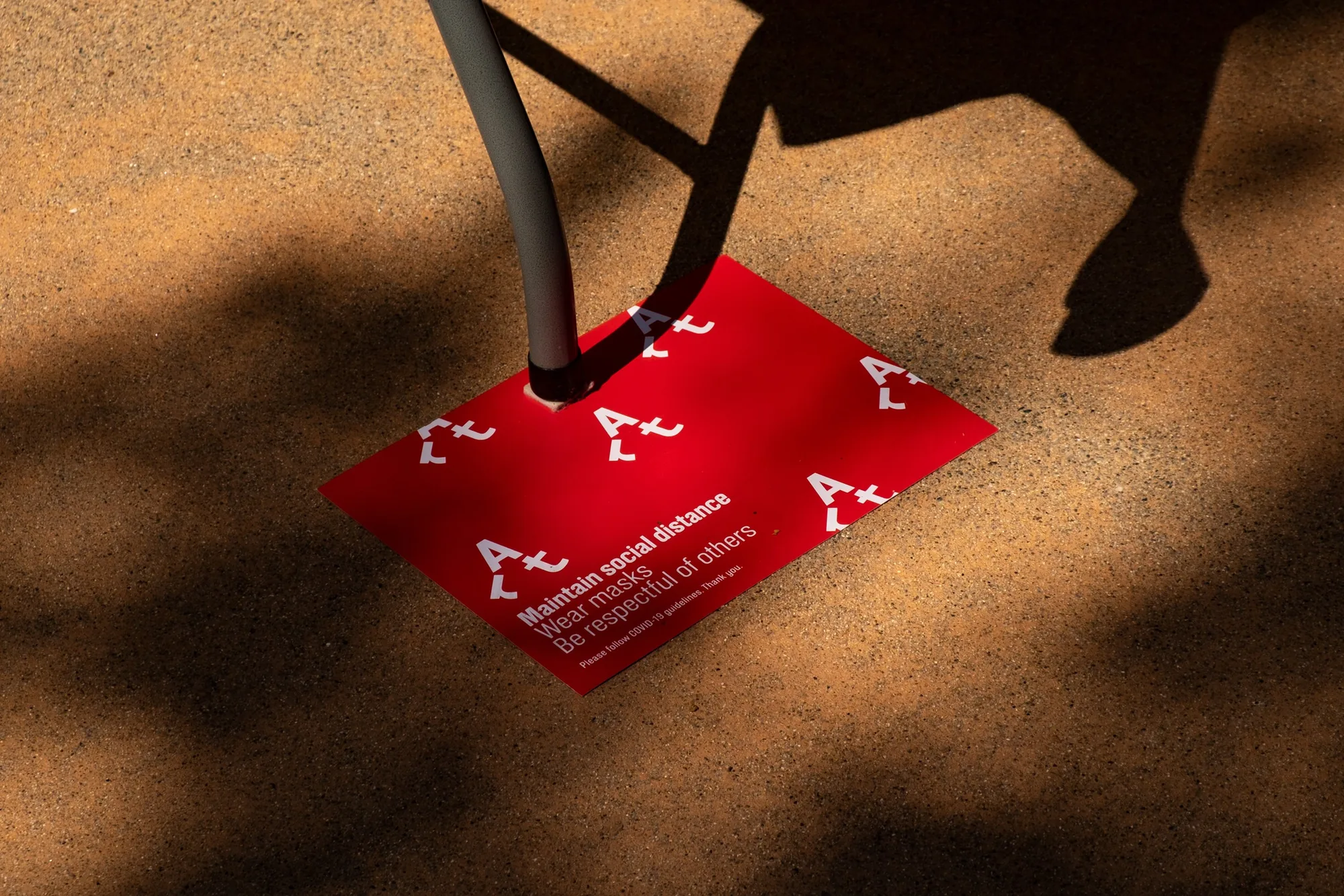 Social distance floor sticker with the walking Art symbol