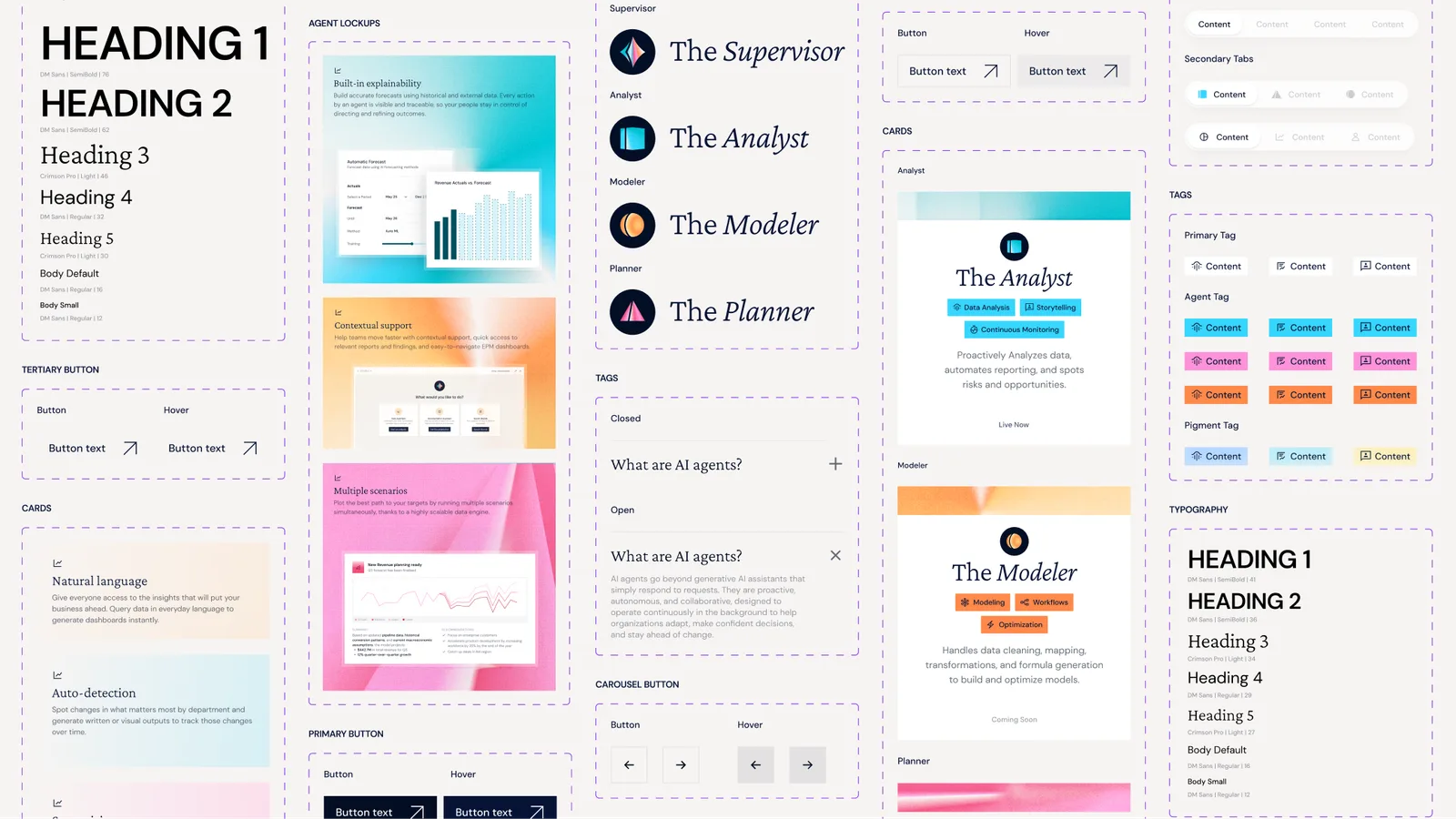 Pigment UI elements
