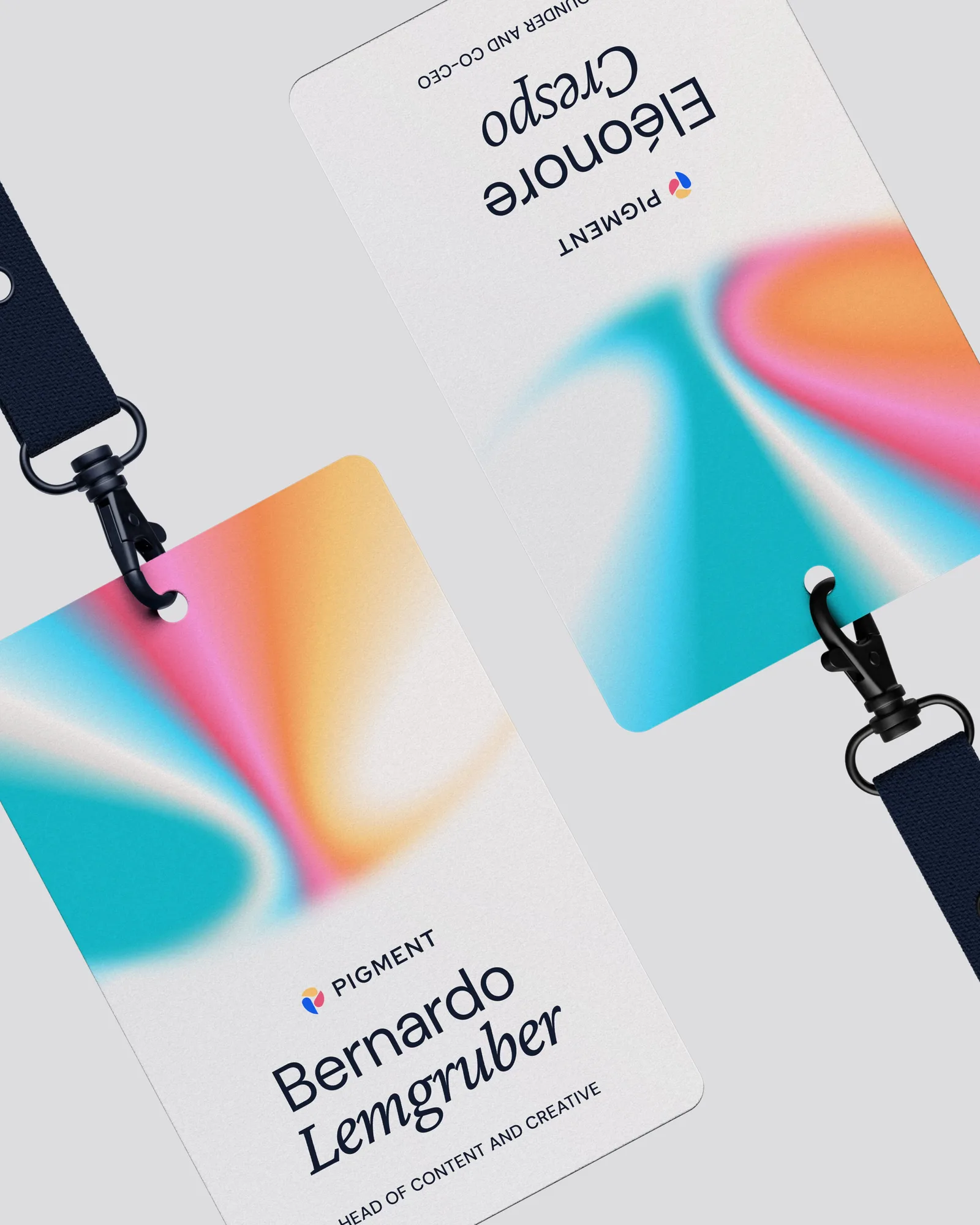 Pigment team lanyard with the new agentic AI branding