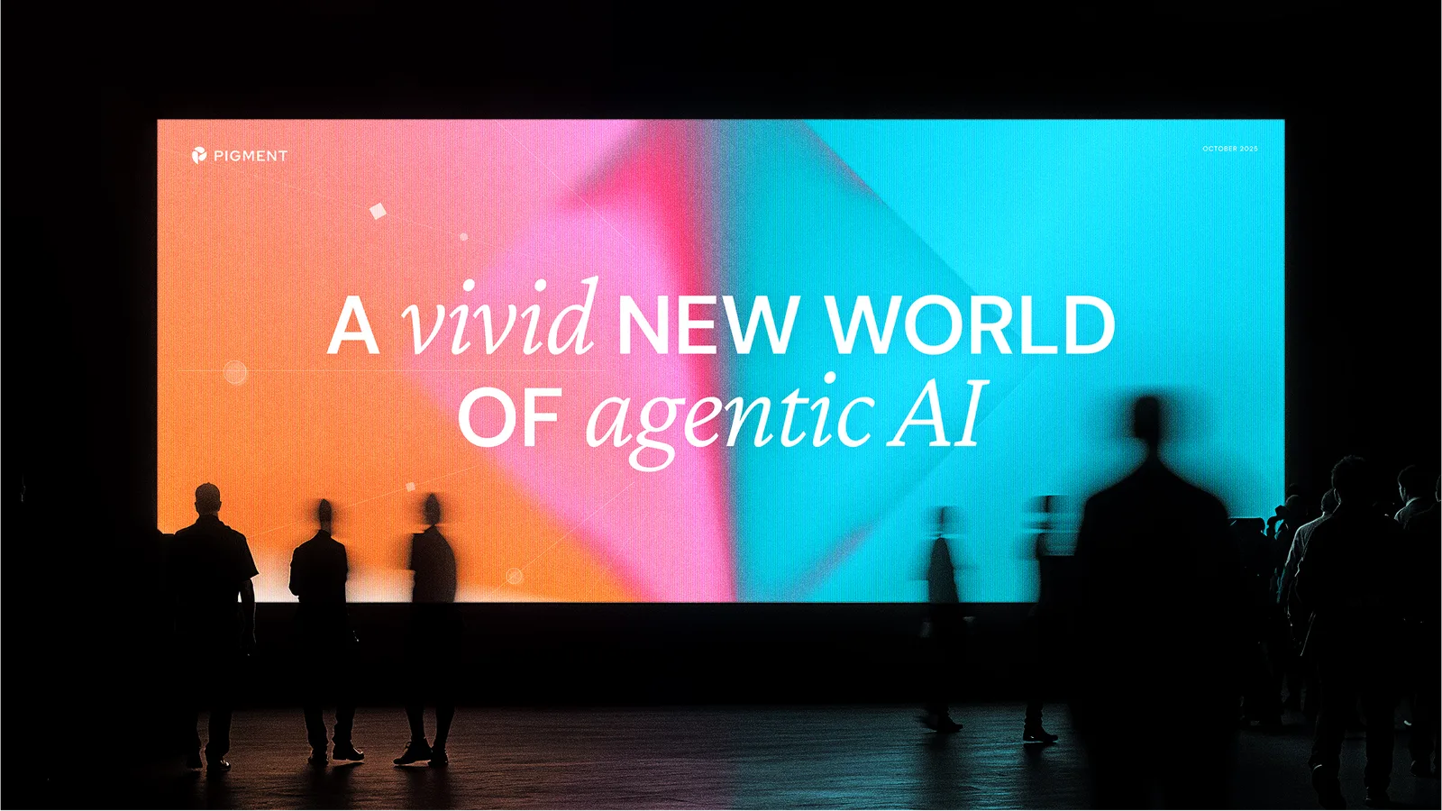Digital out-of-home screen for Pigment AI: A vivid new world of agentic AI