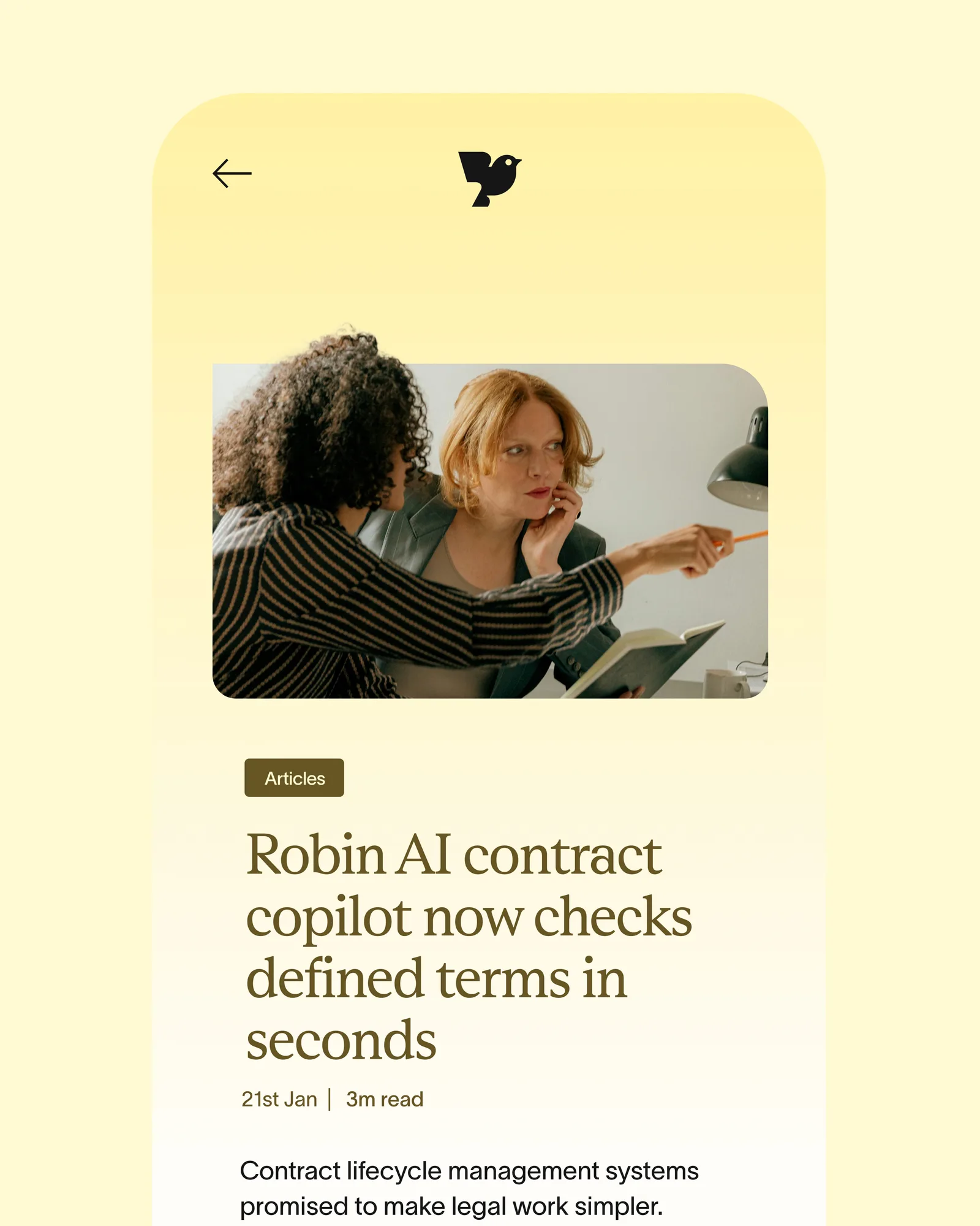 Robin app screen