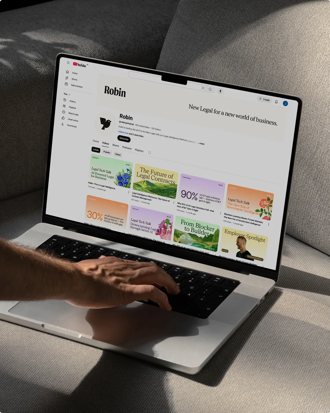 Robin website on a laptop