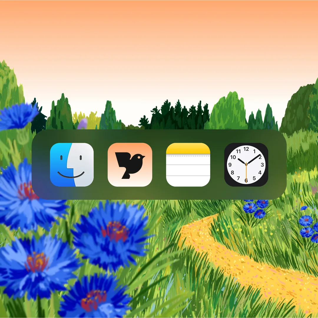 Robin app icon on the illustrated landscape