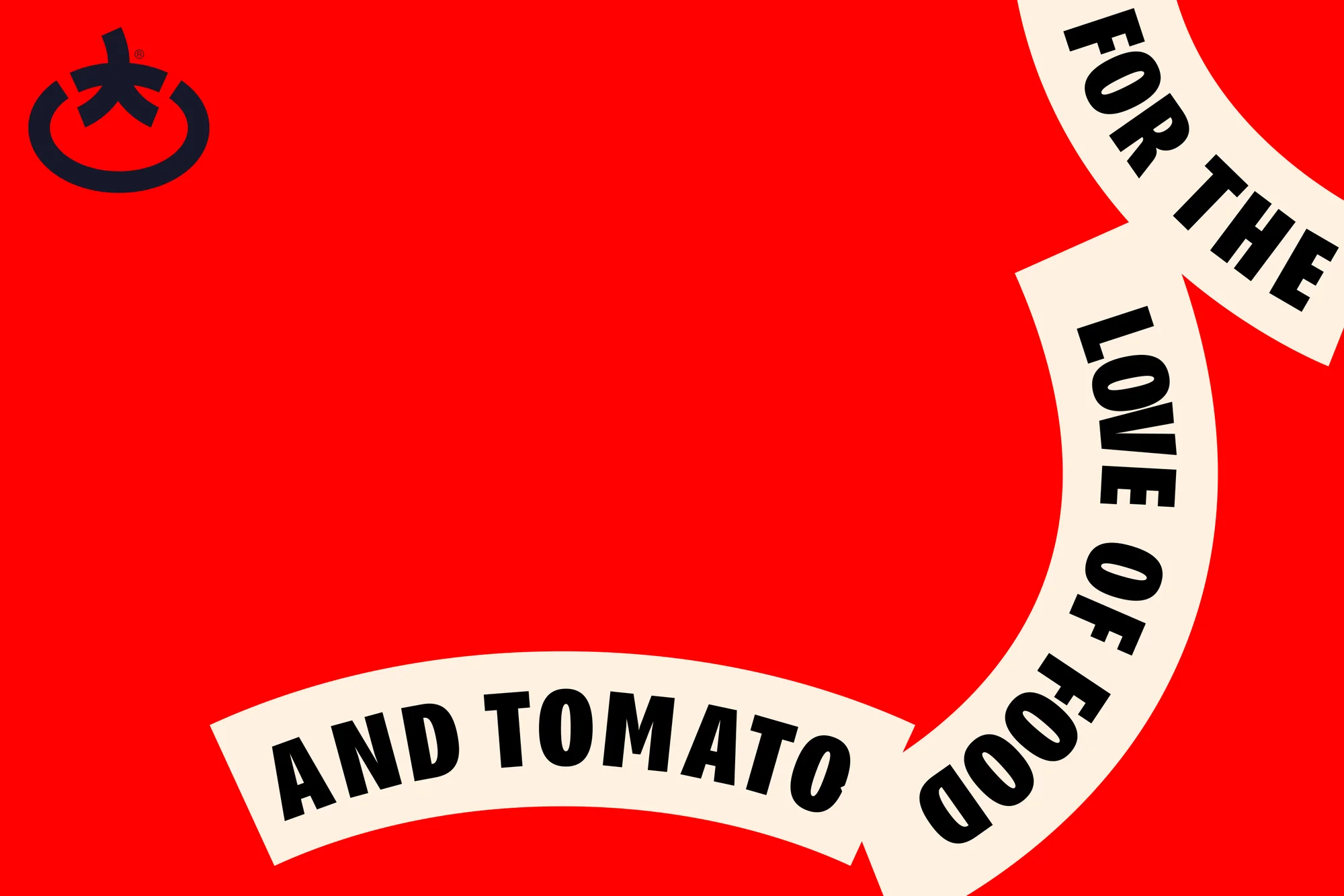 Toomato symbol with the ribbon For the love of food and tomato on red
