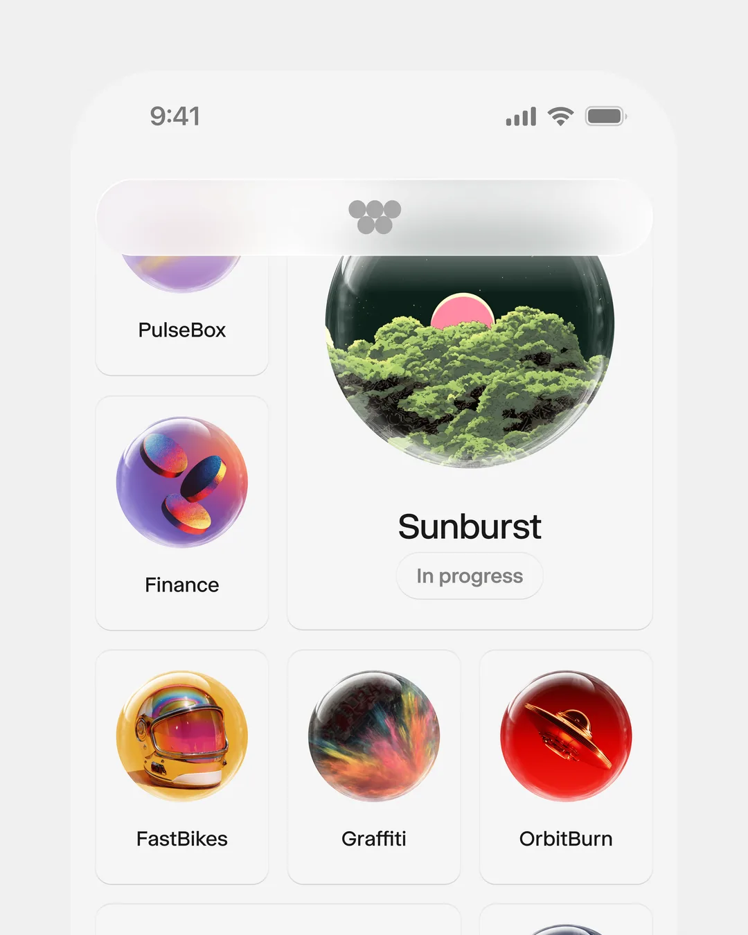 Wabi app home screen with Sunburst, Finance, FastBikes and other user-made apps
